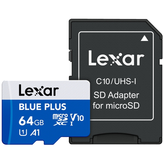 Lexar MicroSDHC Blue Plus UHS-I med SD-adapter 64 GB