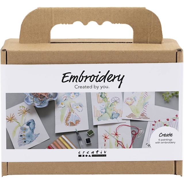 Mini Craft Kit Embroidery - Malerier med broderi - assorterede farver (977860)