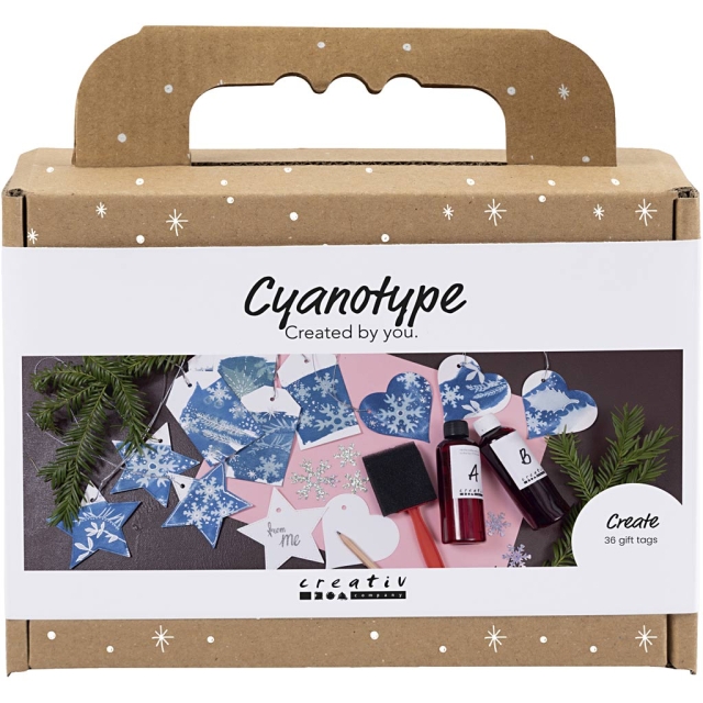 Mini Craft Kit Cyanotype - Gaveetiketter - blå - sølv (977855)