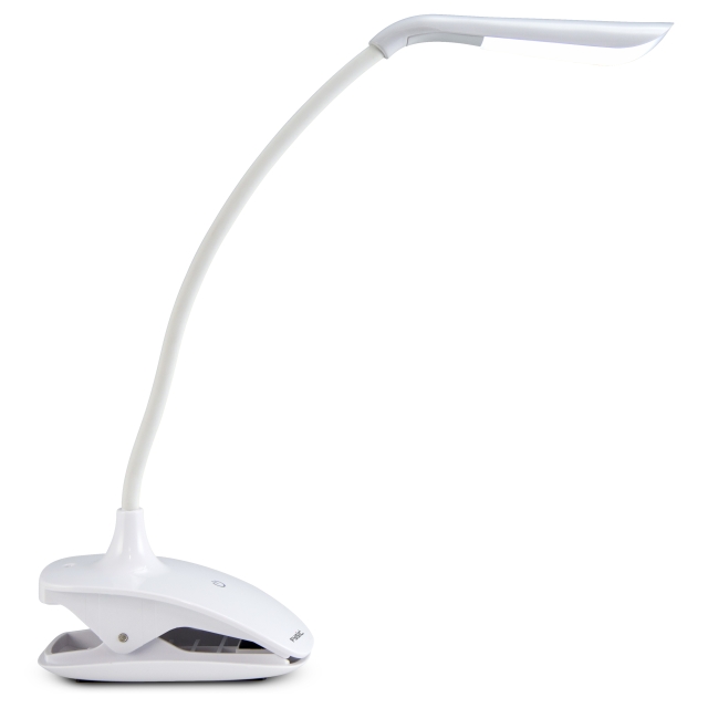 Fysic Genopladelig LED-lampe med klemme Hvid