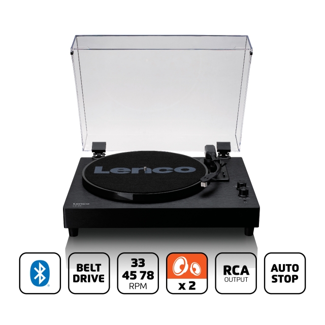 Lenco Pladespiller i træ med indbyggede højttalere og Bluetooth®