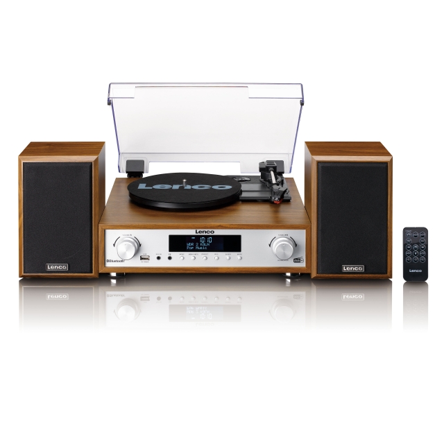 Lenco HiFi-stereoanlæg med pladespiller, DAB+/FM-radio og Bluetooth® Wood