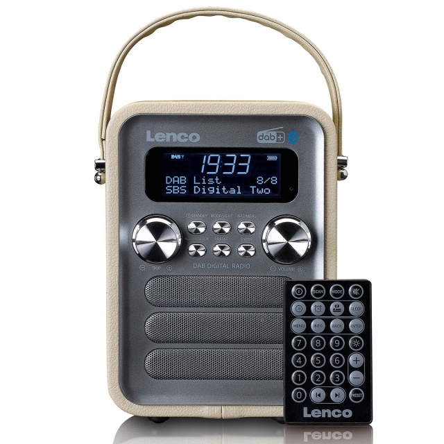 Lenco Bærbar DAB+ FM-radio med Bluetooth® og AUX-indgang, genopladeligt batteri Taupe