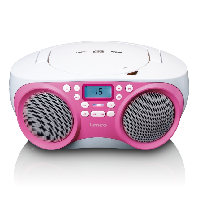Lenco Bærbar FM-radio/CD/MP3- og USB-afspiller Pink