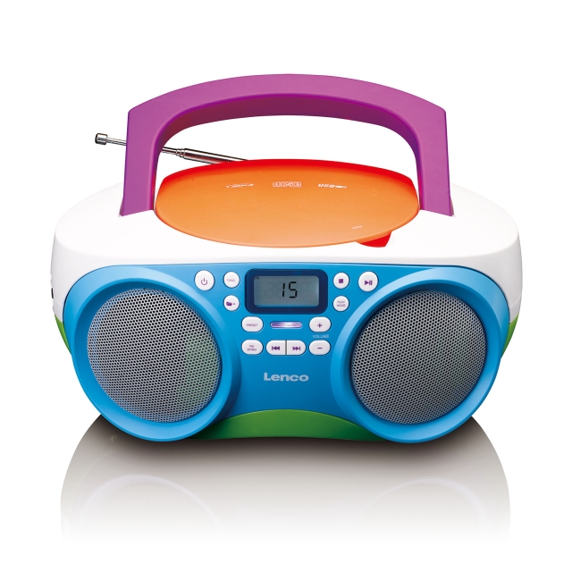 Lenco Bærbar FM-radio og CD/USB-afspiller Multi colour