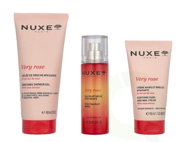 Nuxe Very Rose Set 180 ml Shower Gel 100ml/ Edp Spray 30ml/Hand Cream 50ml