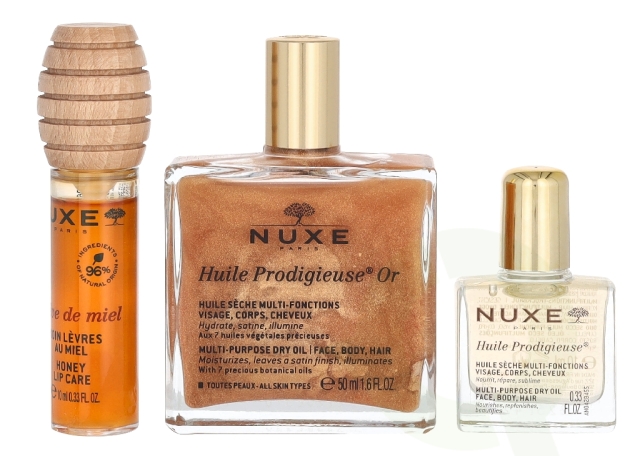 Nuxe The Infinite Glow Giftset 70 ml Huile Prodigieuse 50ml/Huile Prodigieuse 10ml/Reve De Miel Lip Honey 10ml