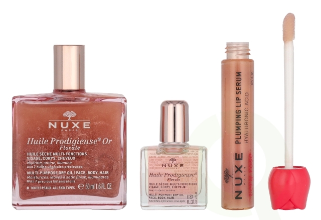 Nuxe Glow Huile Prodigieuse Floral 68 ml Oil 50ml / Oil10ml / Plumping Lip Serum 8ml