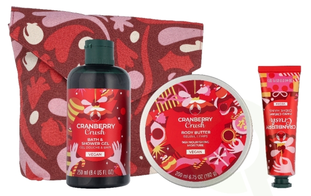 The Body Shop G3 Cranberry Essentials Giftset 580 ml Shower Gel 250ml/Body Yogurt 200ml/Hand Cream 30ml/Soap Bar 100g/Bath Lily