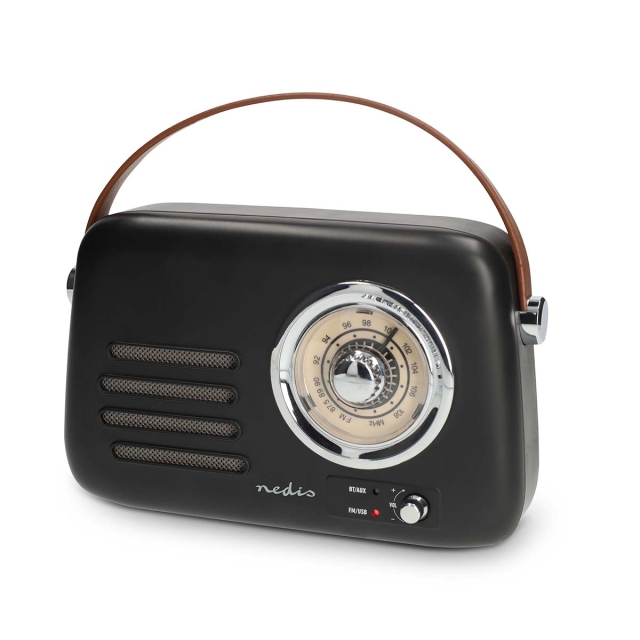 Nedis FM-radio | Bærbart design | Bluetooth® / FM | Accu drevet / USB Drevet | Analog | 10 W | Bluetooth® | Sort
