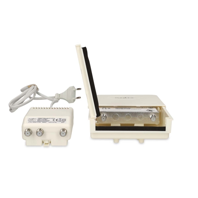 Nedis Mastforstærker | Antal output: 2 | Få kontrol: 15 - 30 dB | F-Hun | Støjtal: 4 dB | Hvid