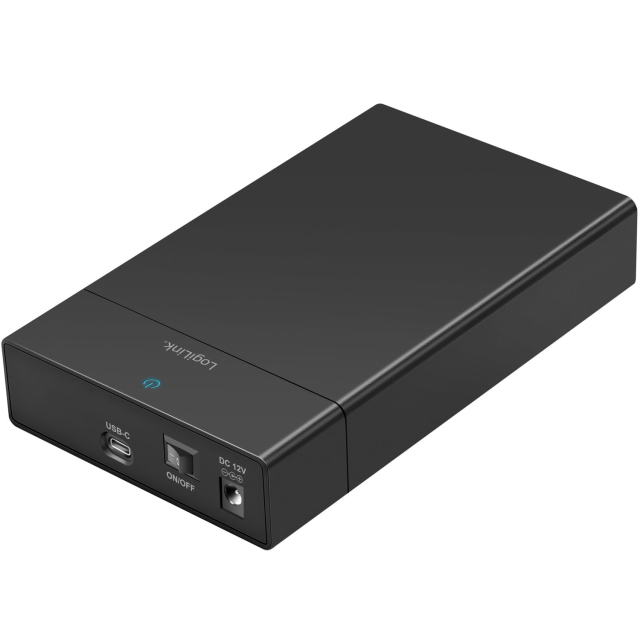 LogiLink Hårddiskkabinett 2,5"/3,5" SATA USB-C 5 Gbit/s Skruvfri design Svart