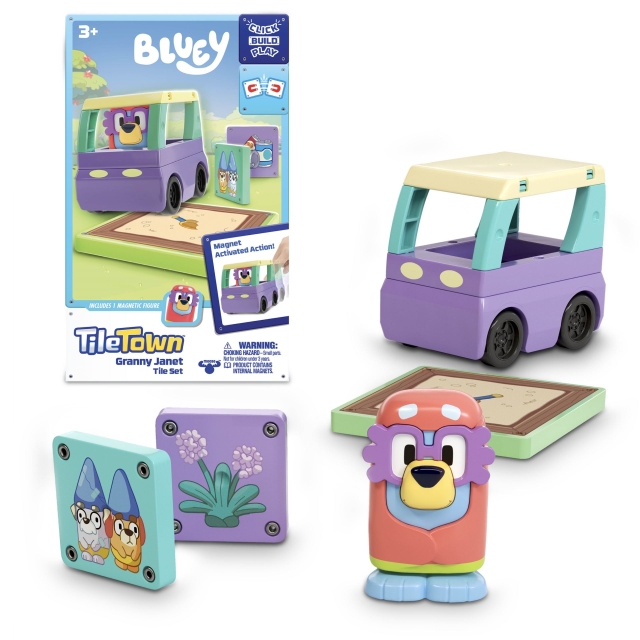Bluey Tile Town – Bluey Magnetisk mini-legesæt – Granny Janet Tile-sæt