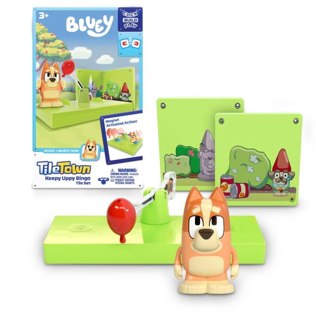 Bluey Tile Town – Bluey Magnetisk mini-legesæt – Keepy Uppy Bingo-briksæt