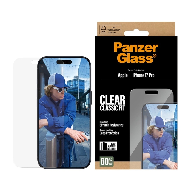 PanzerGlass Skærmbeskytter til iPhone 17 Pro/Classic med EasyAligner