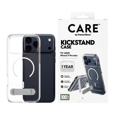 PanzerGlass - CARE Feature Case Transparent med støttefod og MagSafe - iPhone 17 Pro Max