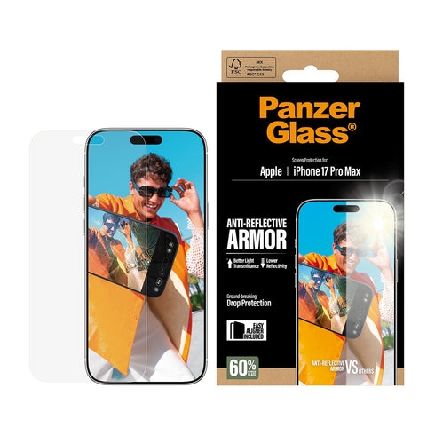 PanzerGlass – Anti-Reflective Armor skærmbeskytter – iPhone 17 Pro Max – med EasyAligner
