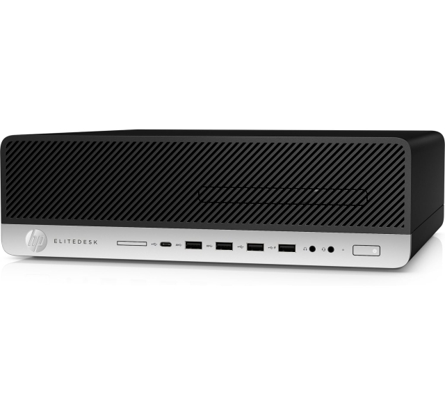 T1A HP EliteDesk 800 G4, renoveret, i5-8500, 8 GB, 256 GB, Windows 10 Pro, SFF-pc, sort, sølv