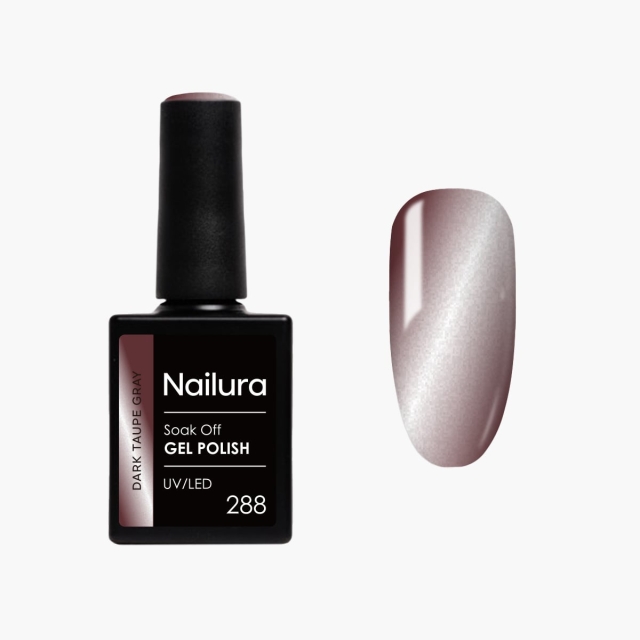 Nailura Gel Polish 288 – Mørk taupegrå – Metallisk glans