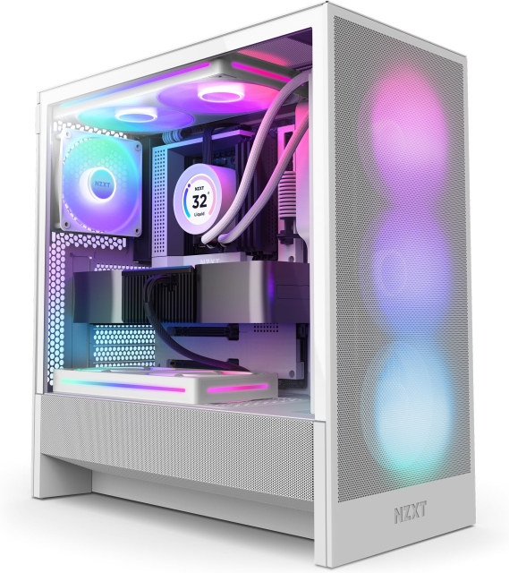 NZXT H5 Flow RGB (2024) ATX-kabinet med vindue, hvid 