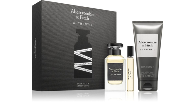 Abercrombie & Fitch Authentic Man EDT 100 ml + hår- og kropsvask 200 ml + Authentic Man EDT 15 ml – gaveæske