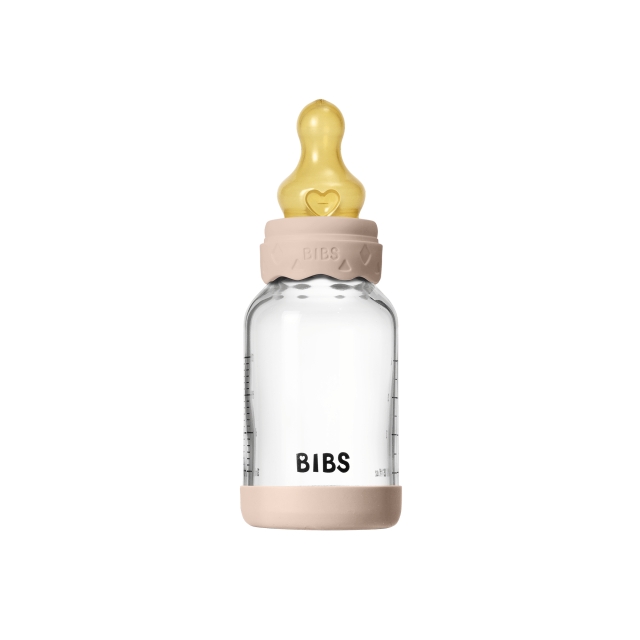 BIBS Glass Boheme-sutteflaske, rund, med latex - Blush - 120 ml