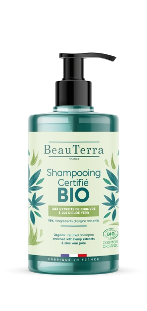BeauTerra Økologisk shampoo med hamp og aloe vera – 750 ml