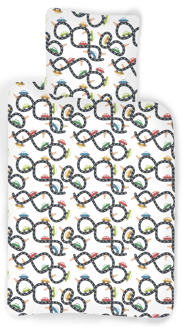 BrandMac Sengetøj – Juniorstørrelse 100 x 140 cm – Bilracing (1000431)