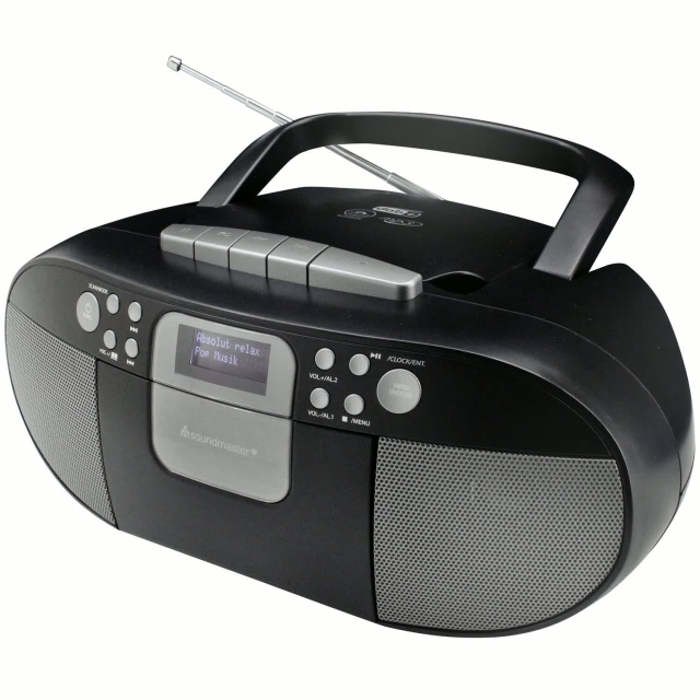 Soundmaster Boombox CD/MP3 DAB+/FM-radio Kassett USB SCD7800SW Svart/Grå