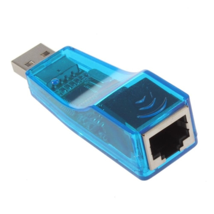 USB nätverksadapter, 10Mbps, transparent, blå i gruppen COMPUTERTILBEHØR / Netværk / Netværkskort / USB hos TP E-commerce Nordic AB (38-1020)