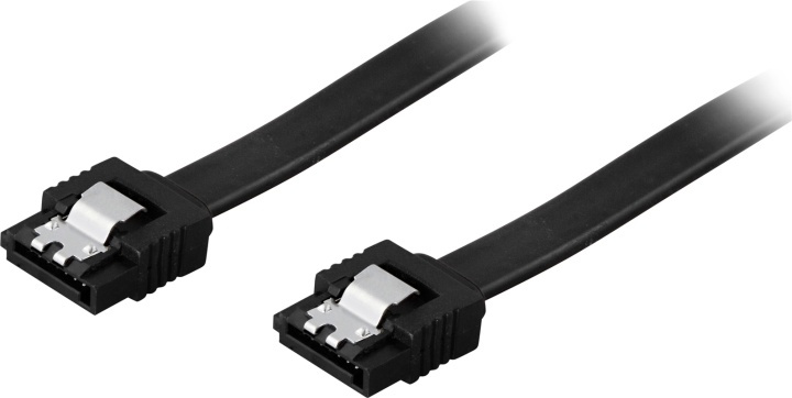 DELTACO SATA-kabel, SATA 6Gb/s, låse-clips, lige-lige, 1m, sort i gruppen COMPUTERTILBEHØR / Kabler og adaptere / Interne / SATA hos TP E-commerce Nordic AB (38-11045)