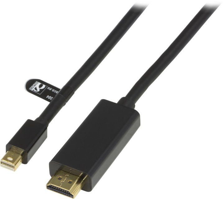 DELTACO mini DisplayPort til HDMI-monitorkabel <b>med lyd</b>, 20-pin i gruppen COMPUTERTILBEHØR / Kabler og adaptere / DisplayPort / Kabler hos TP E-commerce Nordic AB (38-11726)