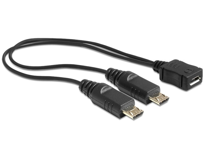 DeLock USB-splitterkabel, 1xMicro B hun til 2xMicro B han, 20cm, sort i gruppen COMPUTERTILBEHØR / Kabler og adaptere / USB / USB-A / Adaptere hos TP E-commerce Nordic AB (38-11878)