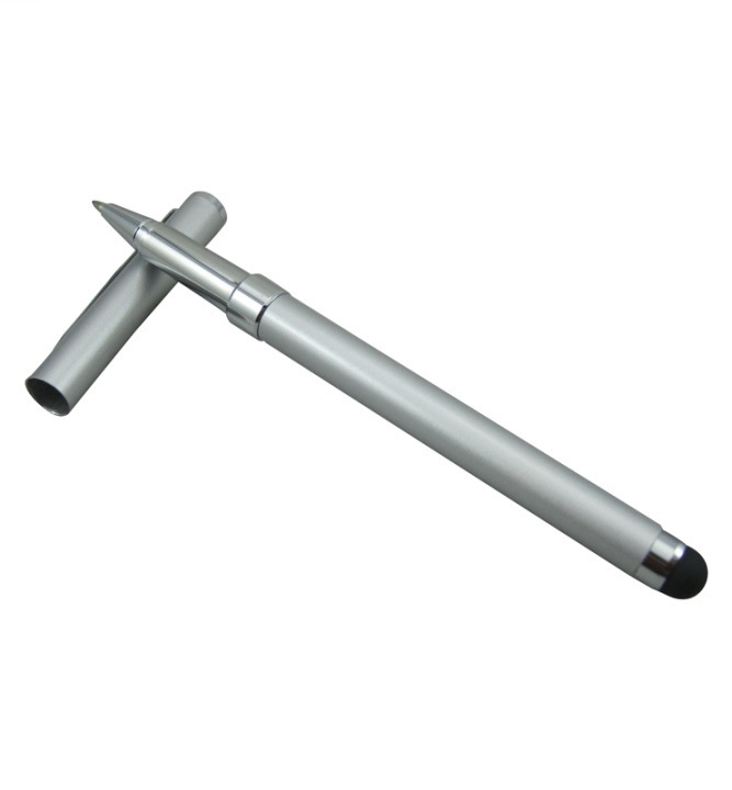 Kapacitiv styluspen med blækpen, Sølv i gruppen SMARTPHONES & TABLETS / Træning, hjem og fritid / Stylus kuglepenne hos TP E-commerce Nordic AB (38-12116)