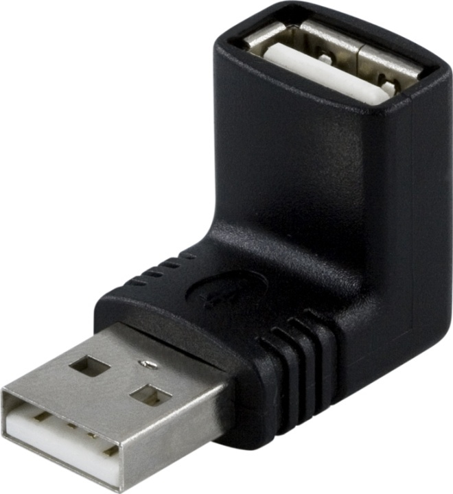 DELTACO Adapter, USB A han - A hun, vinklede i gruppen COMPUTERTILBEHØR / Kabler og adaptere / USB / USB-A / Adaptere hos TP E-commerce Nordic AB (38-13448)