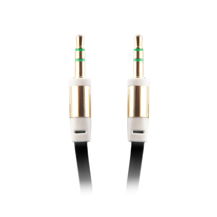 Fladt og sammenfiltringsfrit AUX-kabel 3,5 mm - 1m, sort (Ha-Ha) i gruppen HJEMMEELEKTRONIK / Kabler og adaptere / Audio Analog / 3.5 mm hos TP E-commerce Nordic AB (38-13993)