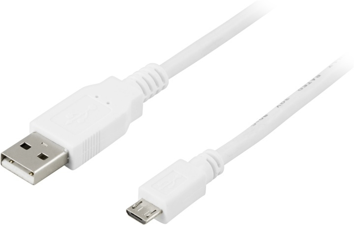 DELTACO USB 2.0 kabel Type A han - Type Micro B han 5-pin, 2m, hvid i gruppen SMARTPHONES & TABLETS / Opladere og kabler / Kabler / Kabler microUSB hos TP E-commerce Nordic AB (38-1572)