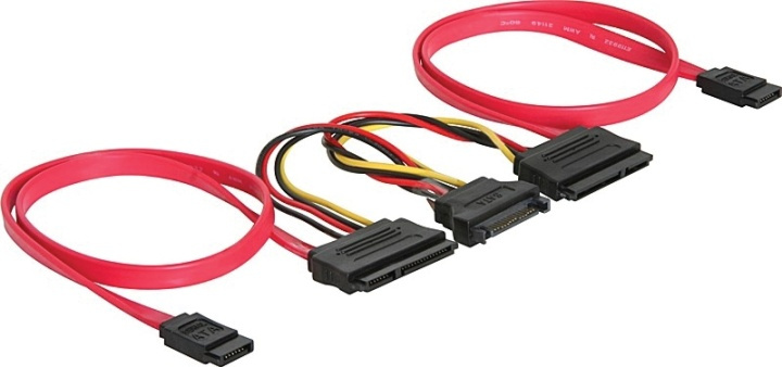 DeLOCK SATA-kabel til at tilslutte 2 SATA-harddiske til et SATA-strøm i gruppen COMPUTERTILBEHØR / Kabler og adaptere / Interne / Strømkabler og adaptere hos TP E-commerce Nordic AB (38-16185)