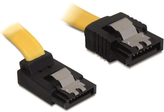 DeLOCK SATA-kabel, 6Gb/s, låseclip, vinklet(opad)-ret, 0,5m, gul i gruppen COMPUTERTILBEHØR / Kabler og adaptere / Interne / SATA hos TP E-commerce Nordic AB (38-16188)