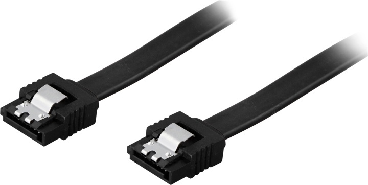 DELTACO SATA-kabel, SATA 6Gb/s, låse-clips, lige-lige, 0,3m, sort i gruppen COMPUTERTILBEHØR / Kabler og adaptere / Interne / SATA hos TP E-commerce Nordic AB (38-16223)