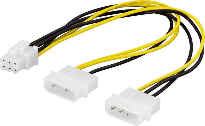 DELTACO Adapterkabel 2x4-pin til 6-pin PCI-Express, 25cm i gruppen COMPUTERTILBEHØR / Kabler og adaptere / Interne / Strømkabler og adaptere hos TP E-commerce Nordic AB (38-16255)