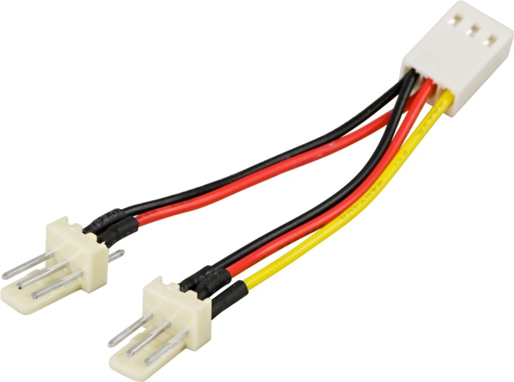 DELTACO Adapterkabel til 3-pins blæser, Y-kabel 2-1 i gruppen COMPUTERTILBEHØR / Kabler og adaptere / Interne / Strømkabler og adaptere hos TP E-commerce Nordic AB (38-16259)