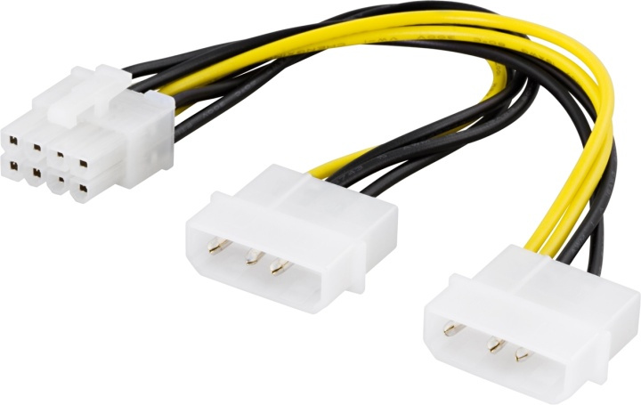 DELTACO Adapterkabel, 2xMolex 4-pin til 8-pin PCI-Express, 30 cm i gruppen COMPUTERTILBEHØR / Kabler og adaptere / Interne / Strømkabler og adaptere hos TP E-commerce Nordic AB (38-16261)