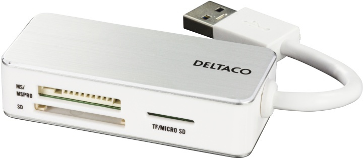 DELTACO USB 3.0 kortlæser, 3 rum, understøtter SDHC, Micro-SD, TF, M i gruppen HJEMMEELEKTRONIK / Lagringsmedier / Hukommelseskortlæser hos TP E-commerce Nordic AB (38-16550)