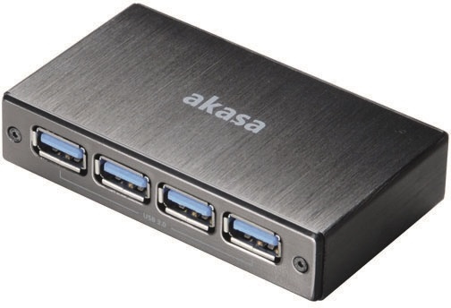 Akasa Connect 4SV, USB 3.0 hub med 4 porte, borstand aluminum, sort i gruppen COMPUTERTILBEHØR / Computer Tilbehør / USB-hubs hos TP E-commerce Nordic AB (38-16588)