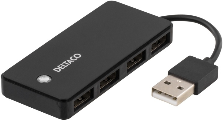 DELTACO USB 2.0 hub, 4xType A hun, sort i gruppen COMPUTERTILBEHØR / Computer Tilbehør / USB-hubs hos TP E-commerce Nordic AB (38-16613)