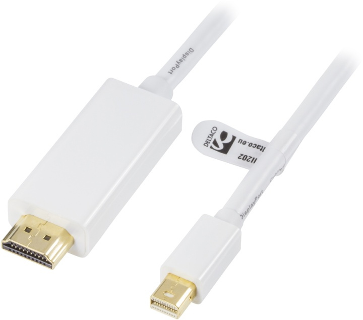 DELTACO mini DisplayPort til HDMI-monitorkabel <b>med lyd</b>, 20-pin i gruppen COMPUTERTILBEHØR / Kabler og adaptere / DisplayPort / Kabler hos TP E-commerce Nordic AB (38-16834)