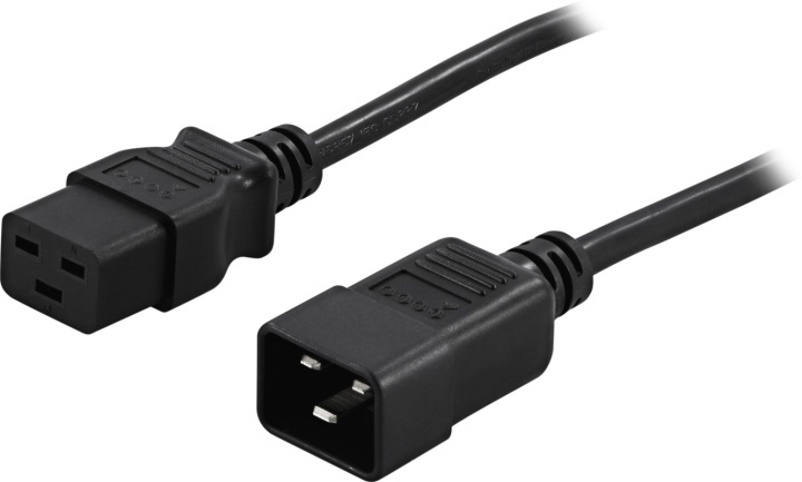 DELTACO jordet apparat-/forlængerkabel, <b>ret IEC 60320 C19</b> til i gruppen COMPUTERTILBEHØR / Kabler og adaptere / Elkabler hos TP E-commerce Nordic AB (38-16950)