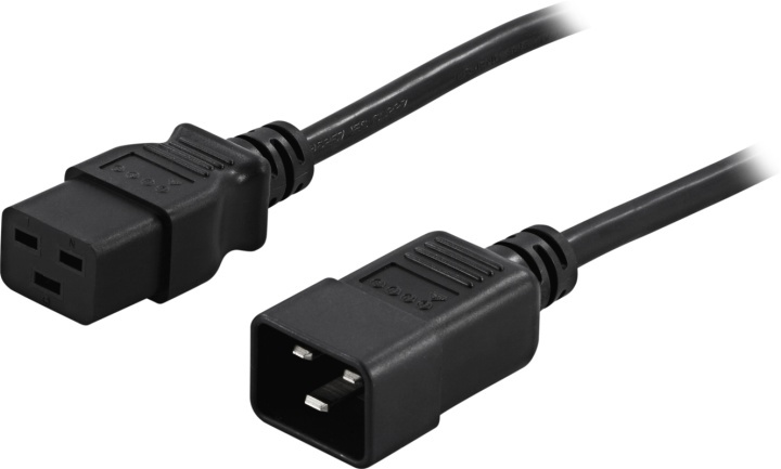 DELTACO jordet apparat-/forlængerkabel, <b>ret IEC 60320 C19</b> til i gruppen COMPUTERTILBEHØR / Kabler og adaptere / Elkabler hos TP E-commerce Nordic AB (38-16951)