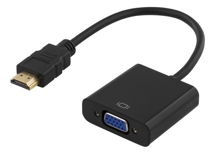 DELTACO HDMI til VGA adapter, 19-pin han - 15-pin hun, 0.2m, sort i gruppen HJEMMEELEKTRONIK / Kabler og adaptere / HDMI / Adaptere hos TP E-commerce Nordic AB (38-17382)